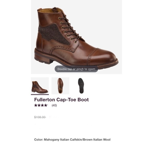 Johnston & Murphy Fullerton Leather Cap Toe Lace Up Boots Size 9 Brogue EUC main image 7